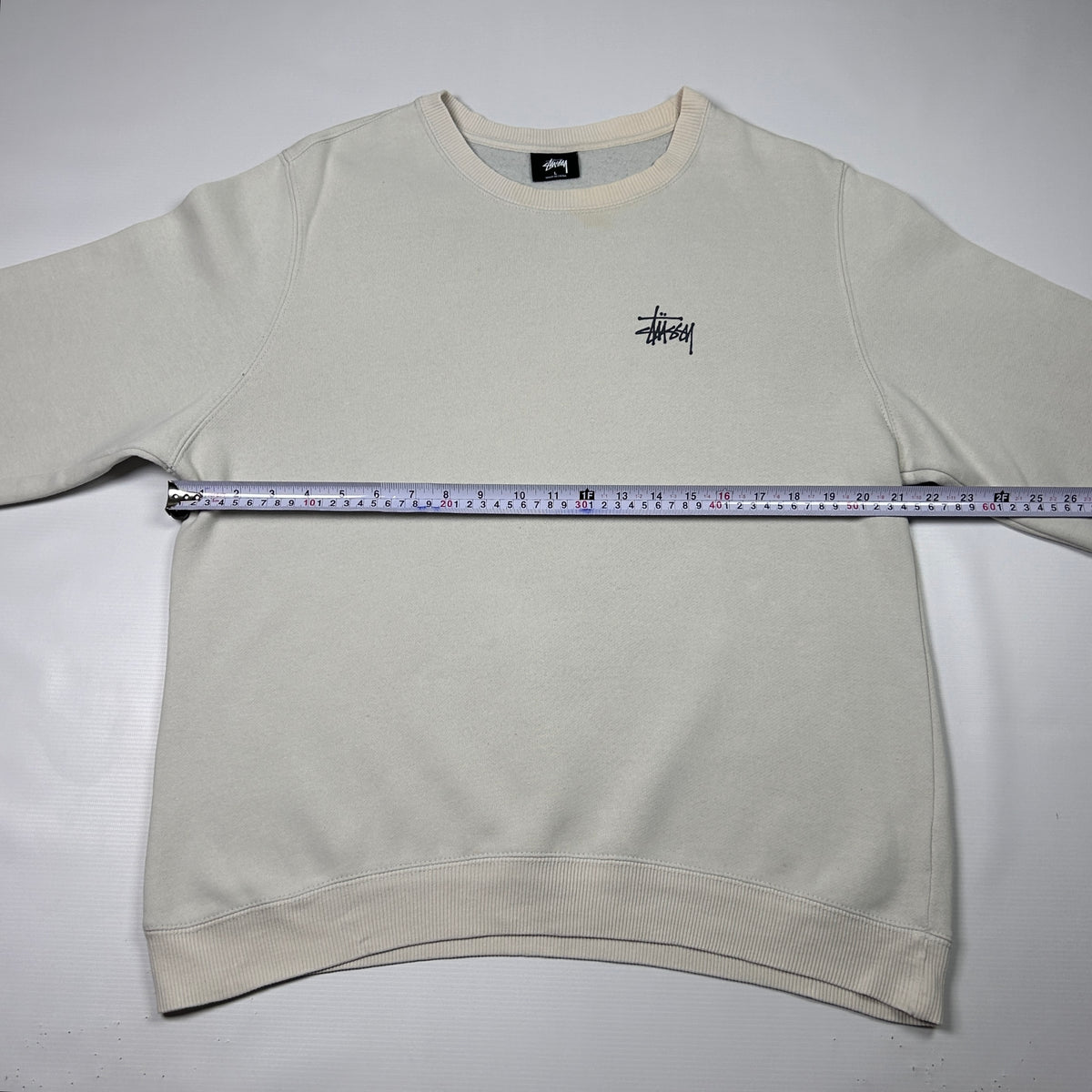 L - Stüssy 2000's Beige Crewneck Sweatshirt