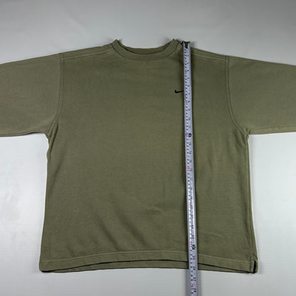 M - 2000's Nike Olive Green Long Sleeve Crewneck T-Shirt