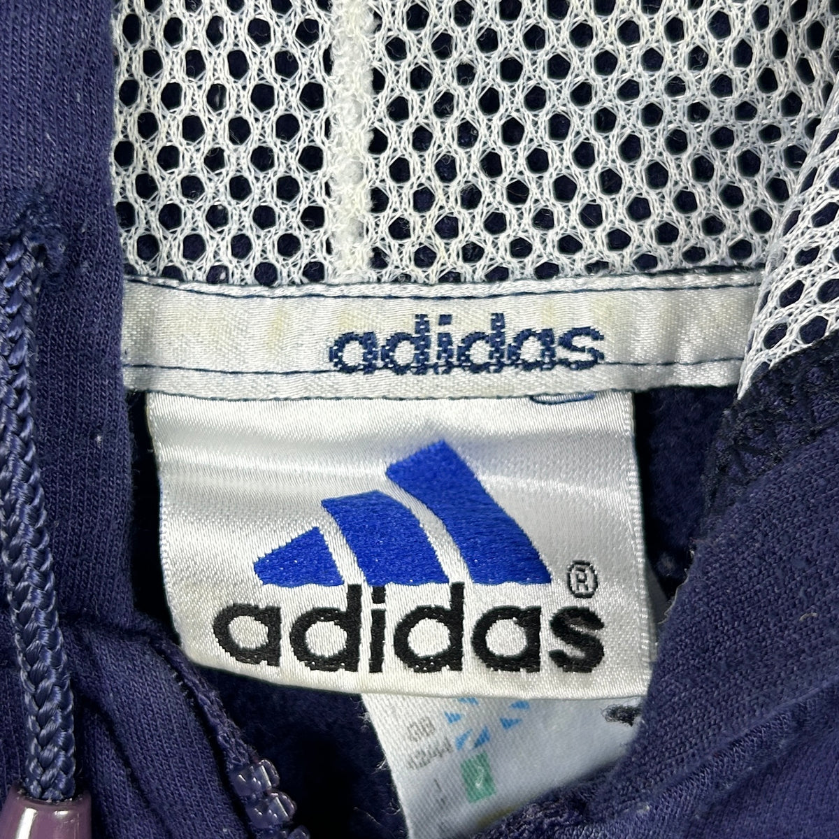 S - 1990's Adidas Navy Zip-Up Hooded Jacket Corporate Line