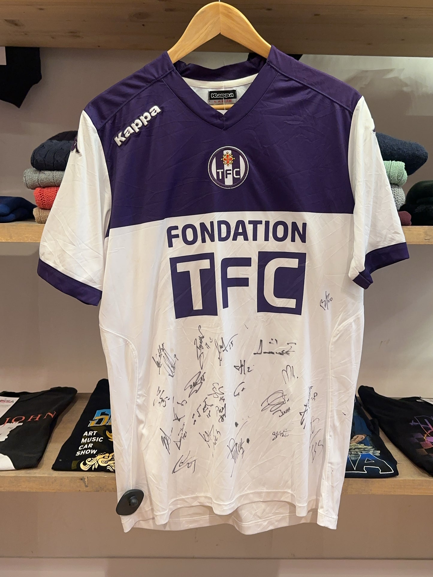 2014-2015 Toulouse FC Squad Team Signatures Kappa Away Football Shirt - L