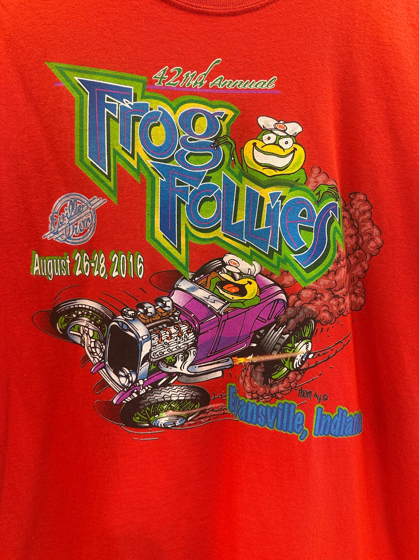 XL - Red Mellow Yellow Frog Follies Hot Rod Graphic T-Shirt