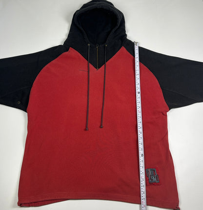 XL - 1990's Adidas Red Black Hooded Pullover Sweatshirt