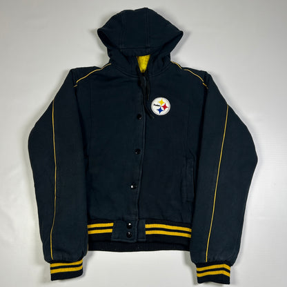L - 2000's Pittsburgh Steelers NFL Women's Hooded Varsity Jacket