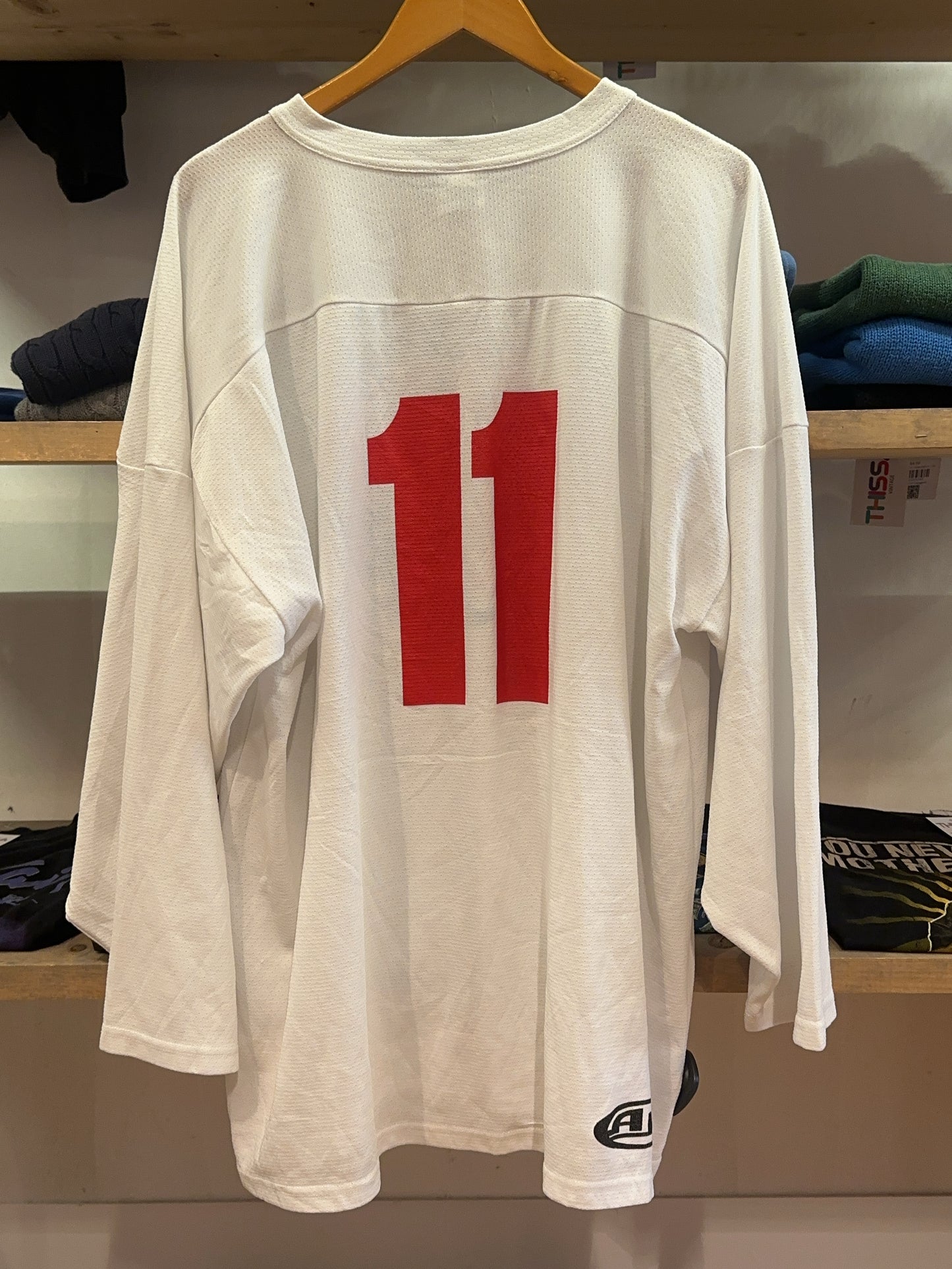 XL - White Athletic Knit #11 Long Sleeve Football Jersey