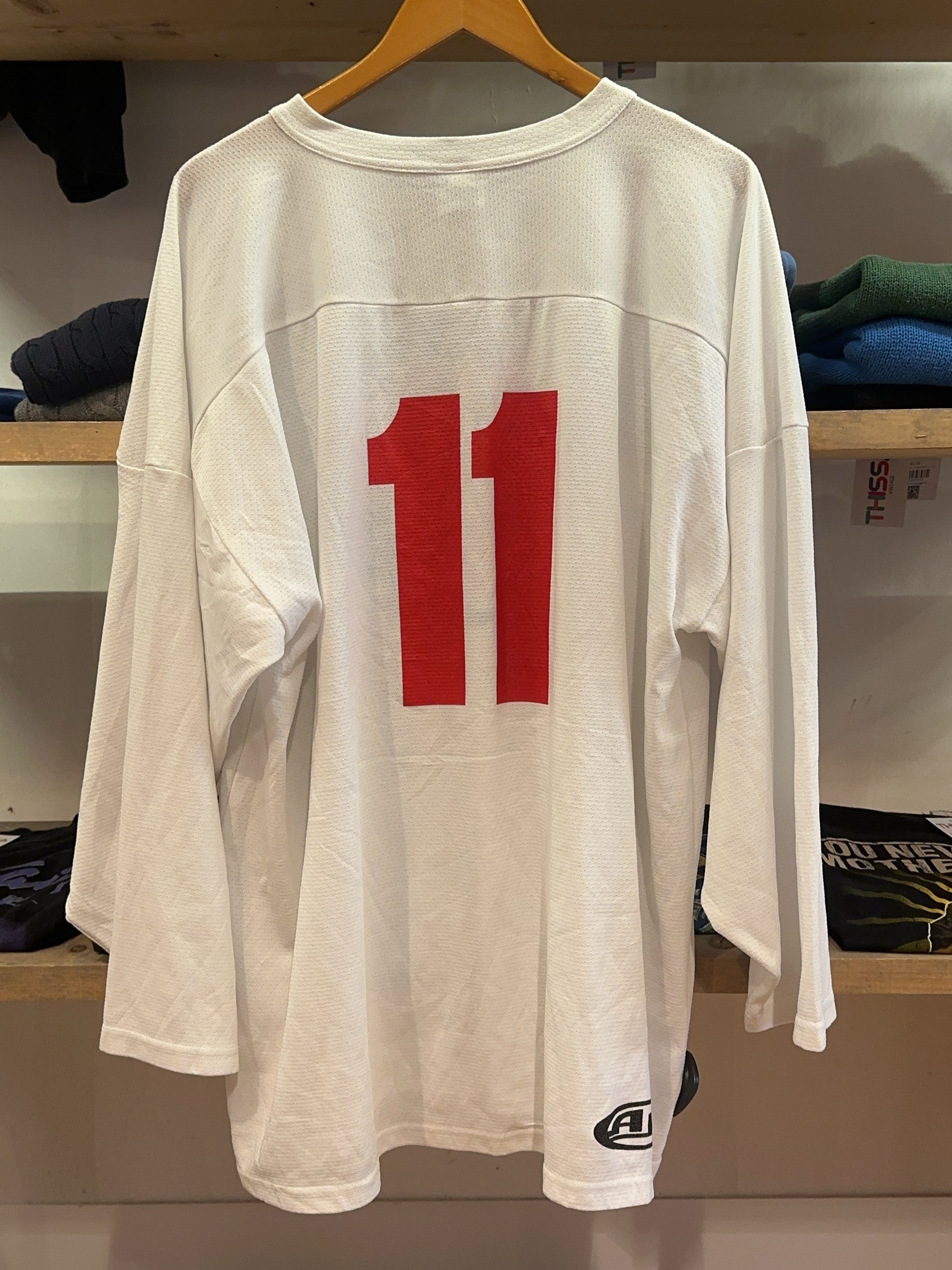 XL - White Athletic Knit #11 Long Sleeve Football Jersey
