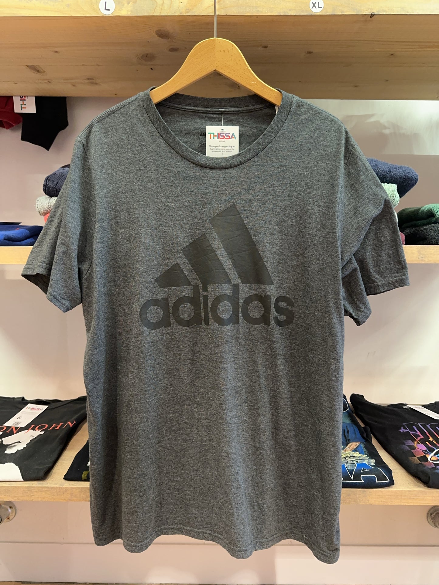 Adidas Dark Heather Gray Logo T-Shirt