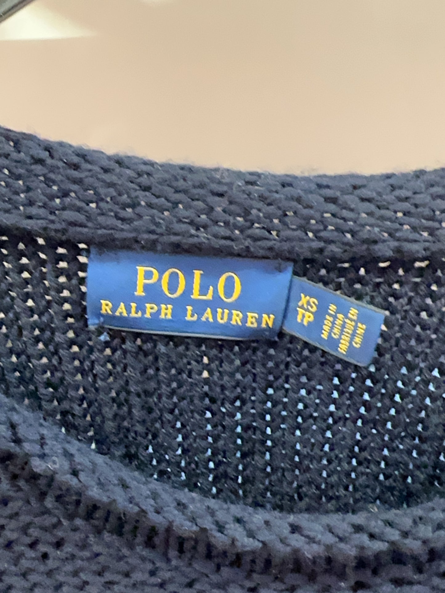 XS - Polo Ralph Lauren Navy Knit Crown Sweater Beaded