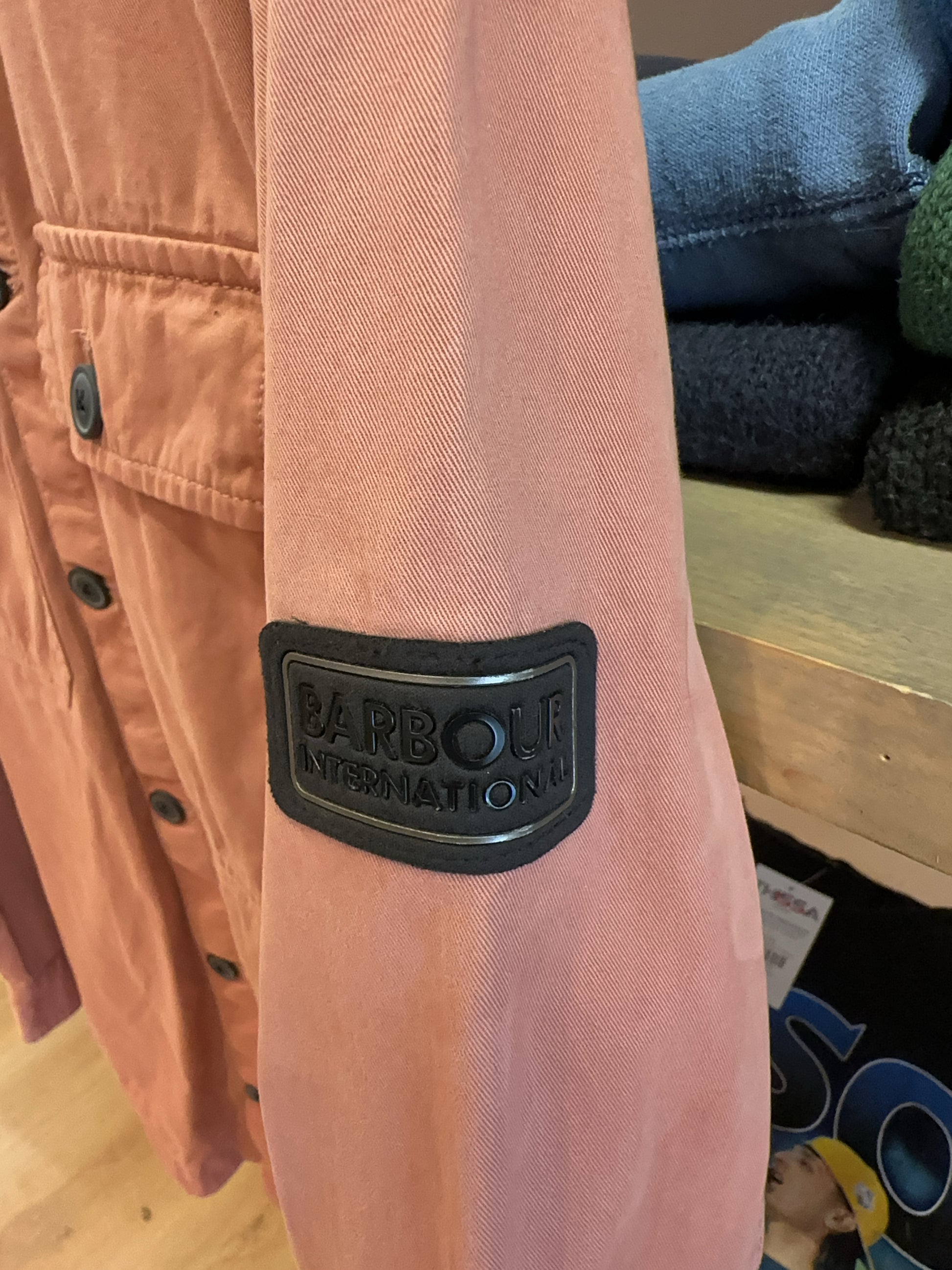 M - Barbour International Pink Button-Up Overshirt Jacket