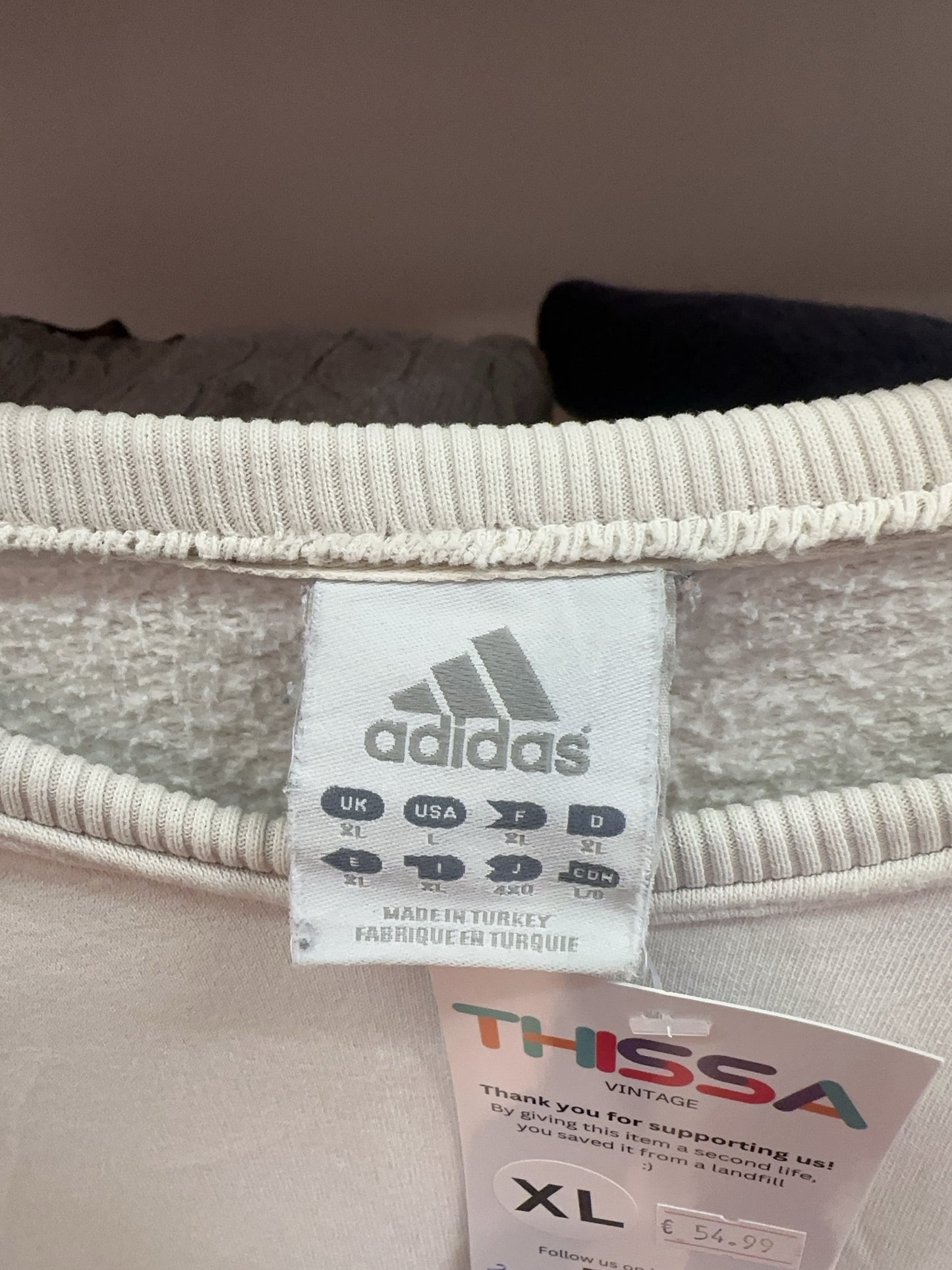 Vintage Adidas Cream Logo Sweatshirt - XL