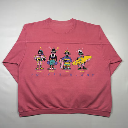 M - 1980's Vintage Sweatshirt Sweat Poivre blanc Vert Skate surf
