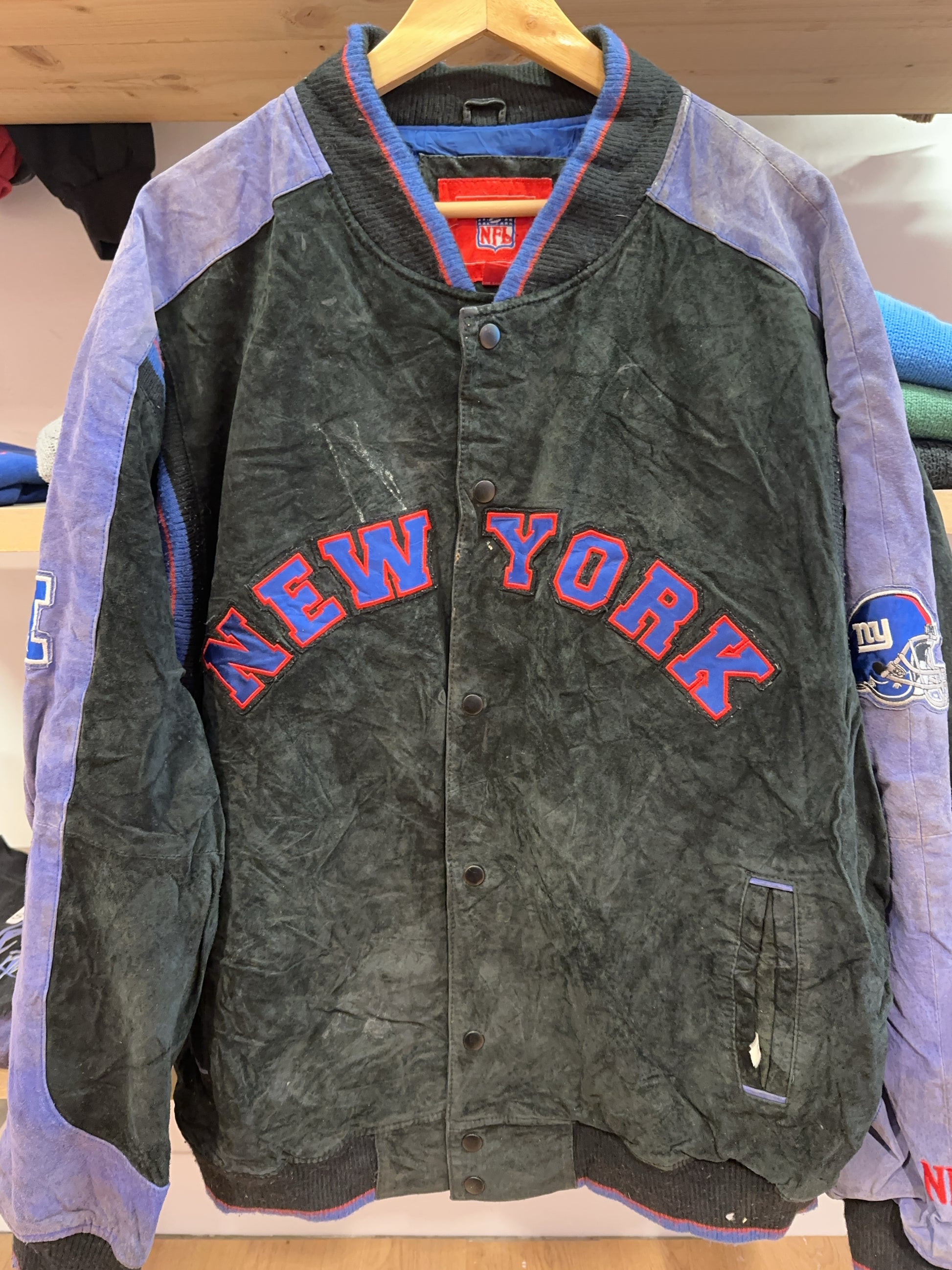 XXL - New York Giants NFL Vintage Varsity Jacket Suede Leather