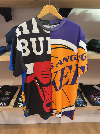 M - Chicago Bulls x Golden State Warriors Split Graphic T-Shirt