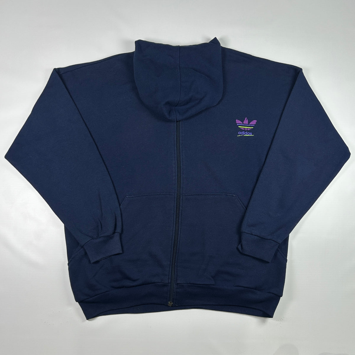 XXL - 1990's Adidas Navy Zip-Up Hoodie