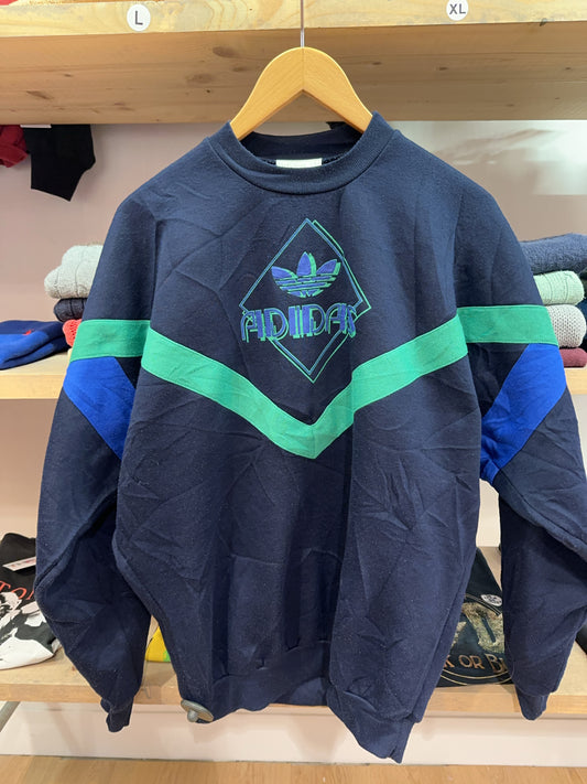 Vintage Adidas Originals Navy Colorblock Crewneck Sweatshirt - S