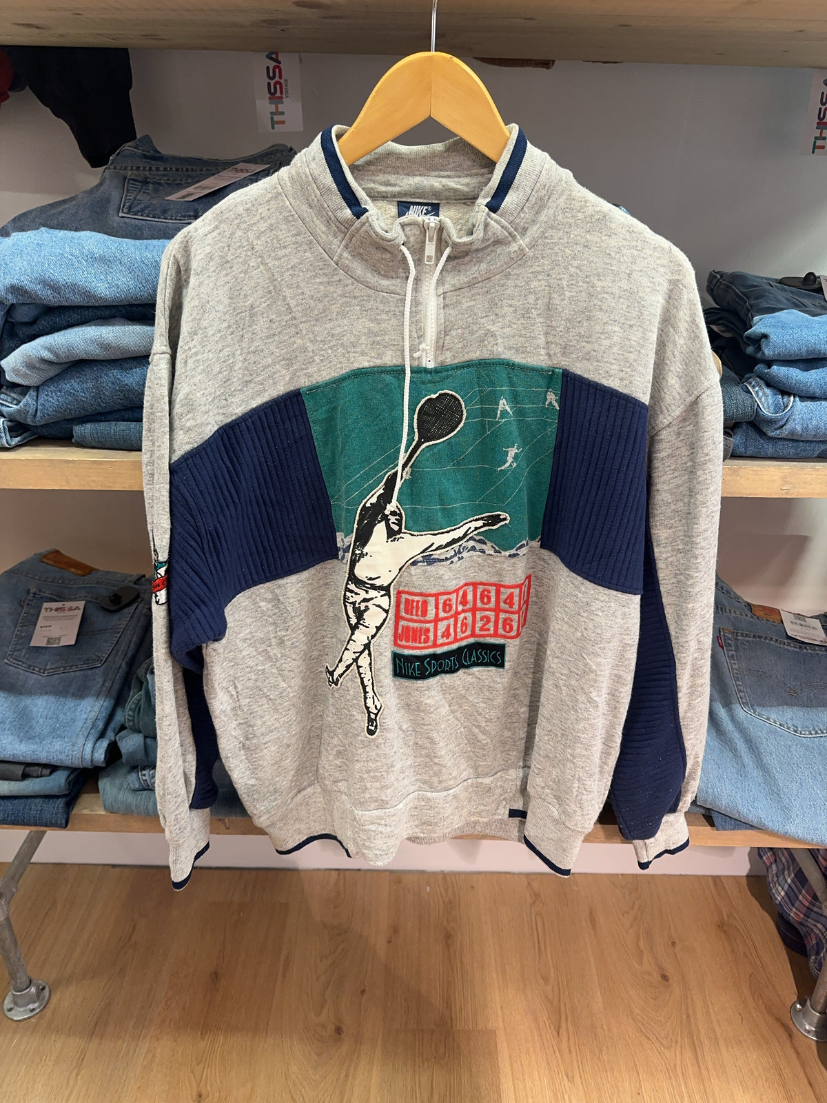 L - Vintage 1980's Nike Sports Classics Quarterzip Sweatshirt