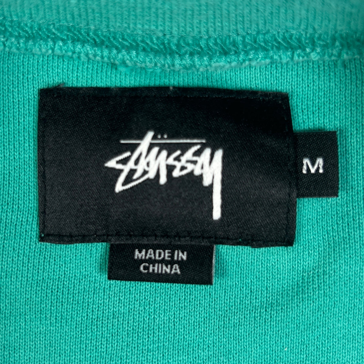 M - Stussy Teal and White Colorblock Crewneck Sweatshirt