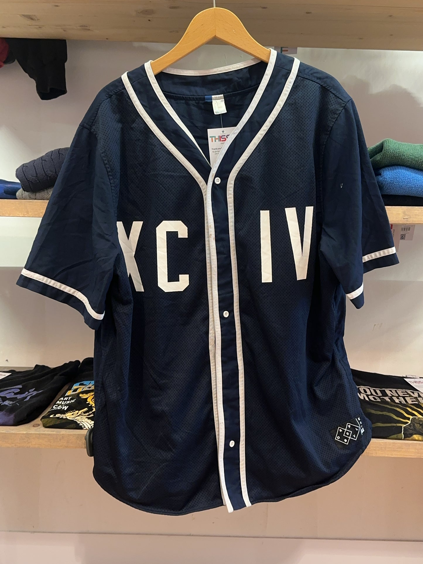 XL - Vintage Navy Baseball Jersey Shirt