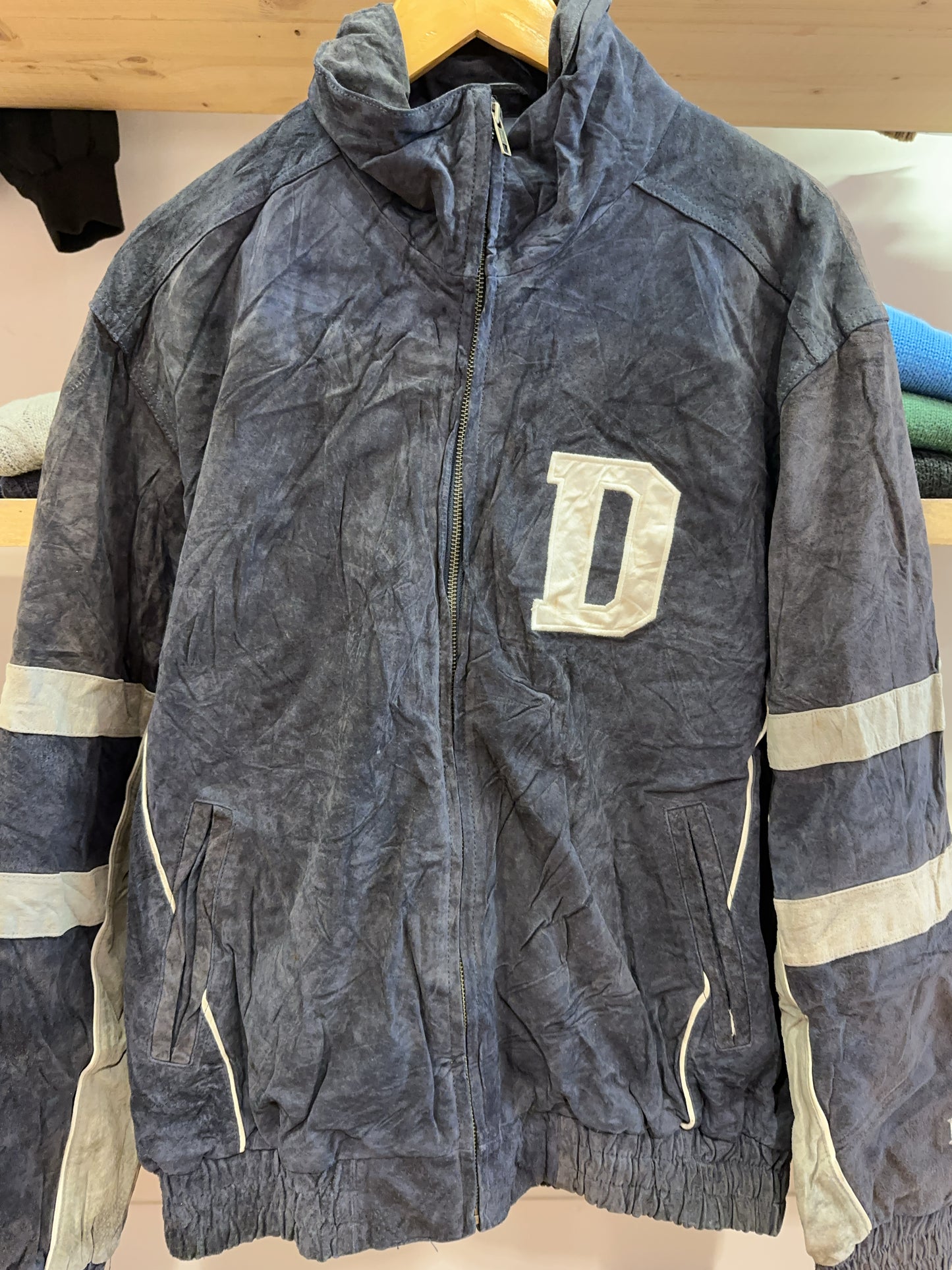 M - 1990's Dallas Cowboys NFL Jacket Carl Banks G-III Sports Suede Leather