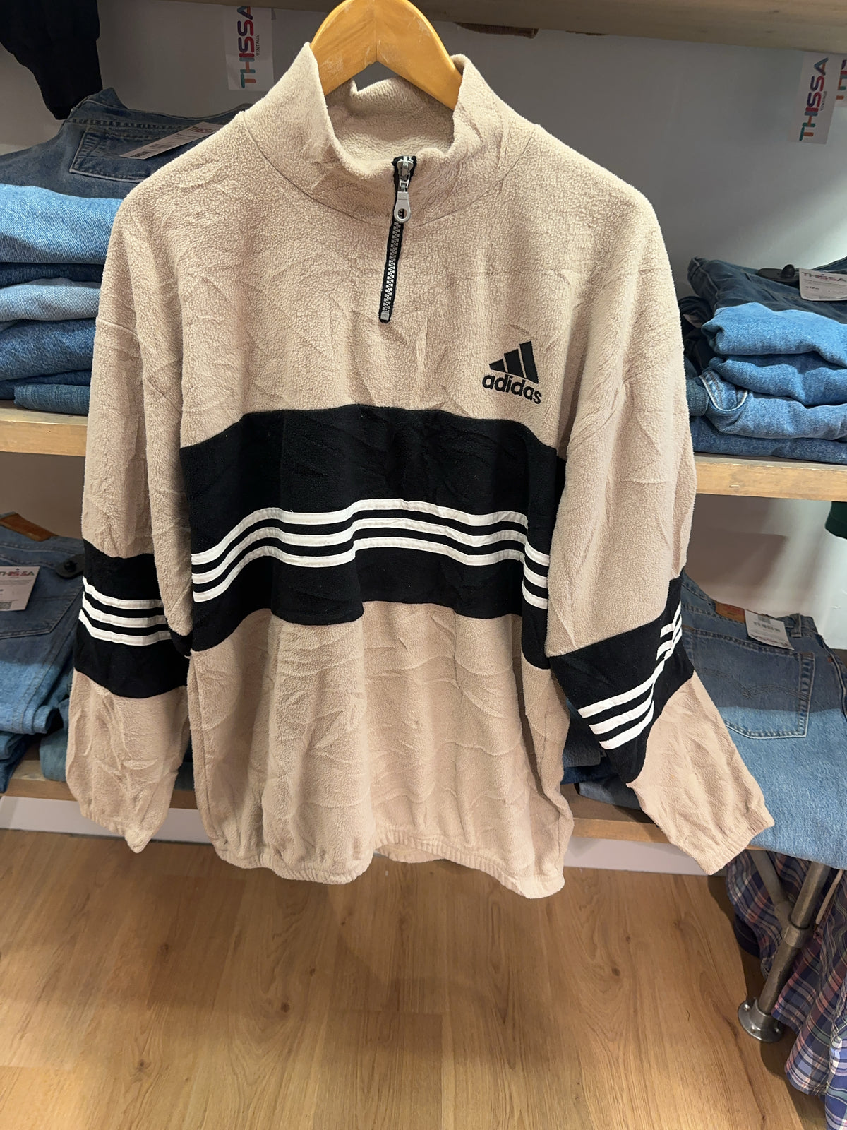 L - Vintage 1990's Adidas Fleece Quarterzip