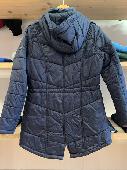 M - Barbour International Navy Quilted Hooded Parka