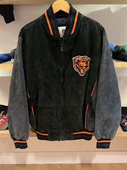 M - Vintage 2000's Chicago Bears NFL Vintage Leather Suede Bomber Jacket