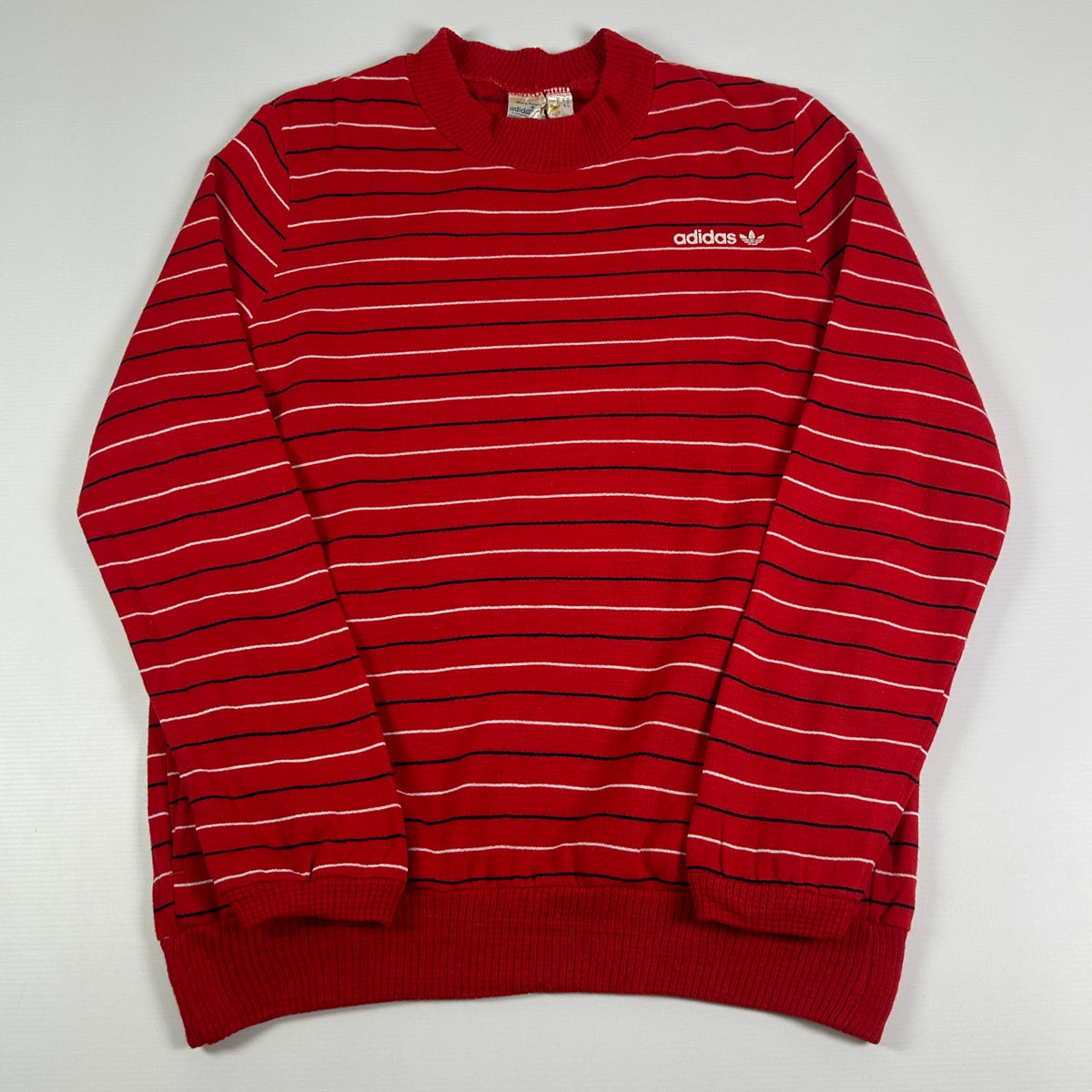 S - 1980's Vintage Adidas Stripes Ventex Sweatshirt