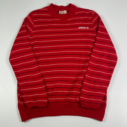 S - 1980's Vintage Adidas Stripes Ventex Sweatshirt
