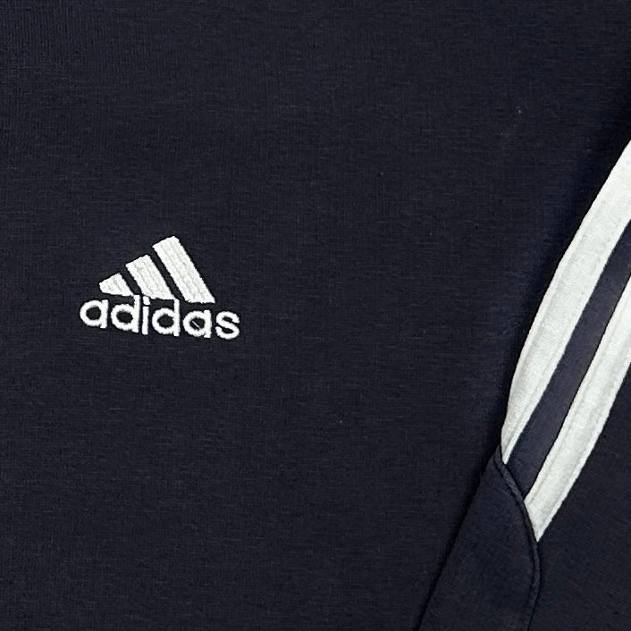 M - Adidas 1990's Navy Three-Stripe Sweatshirt