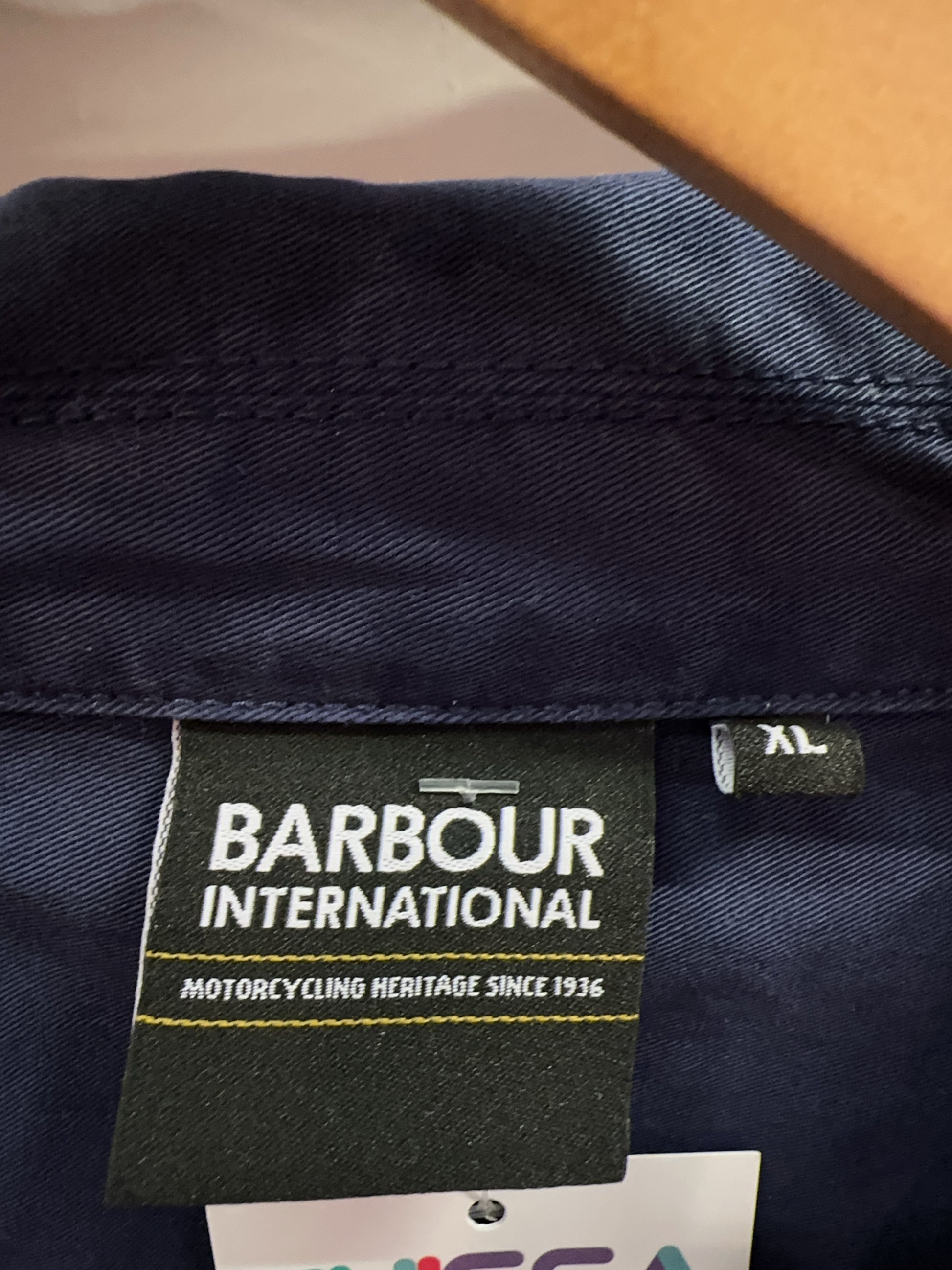XL - Barbour International Navy Long-Sleeve Button-Up Shirt