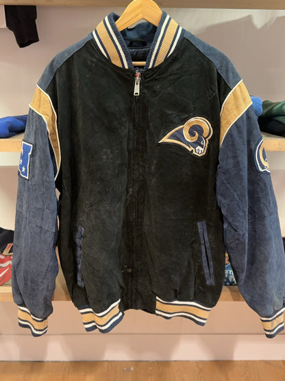 L - Vintage 2000's St. Louis Rams NFL Vintage Varsity Leather Suede Jacket