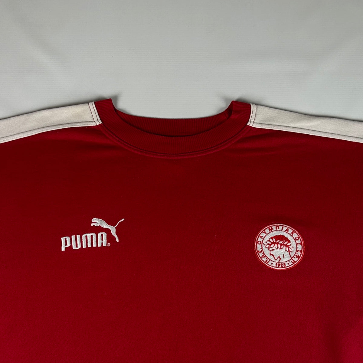 L - Vintage 1990's Puma Olympiakos Red Crewneck Sweatshirt