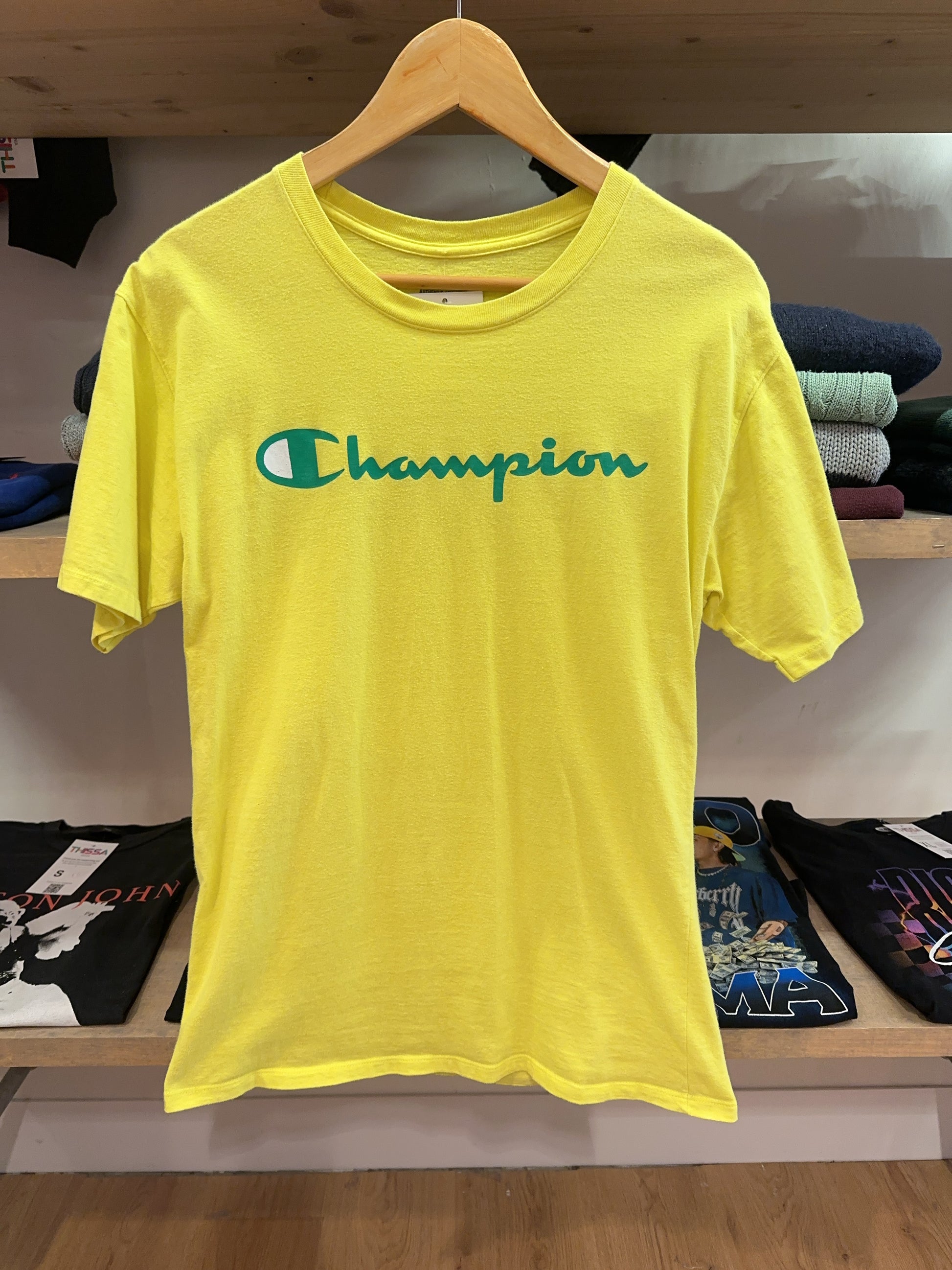 Champion Yellow Script Logo T-Shirt