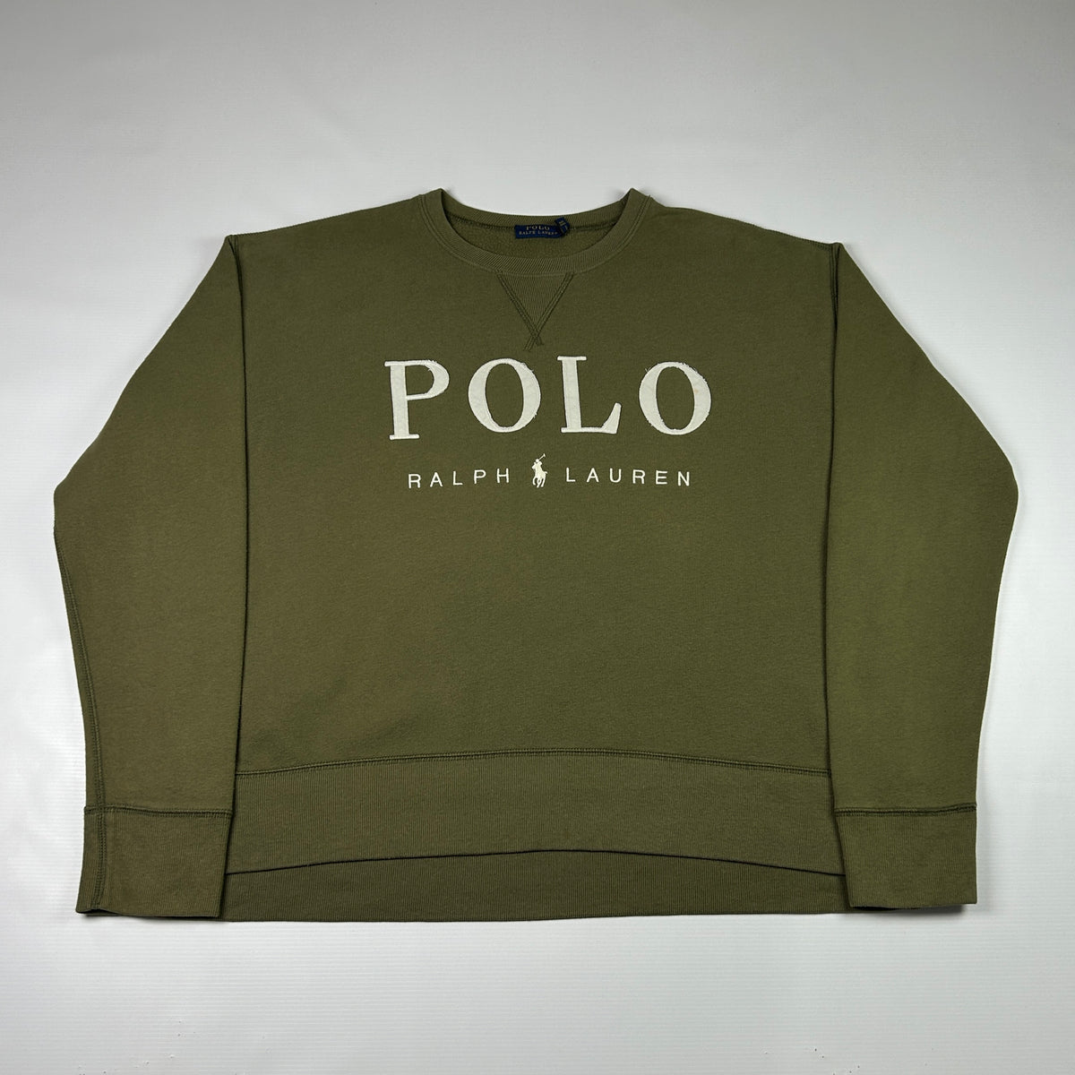 M - 2000's Polo Ralph Lauren Olive Green Logo Sweatshirt