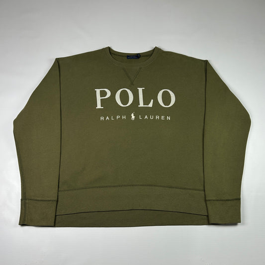 M - 2000's Polo Ralph Lauren Olive Green Logo Sweatshirt