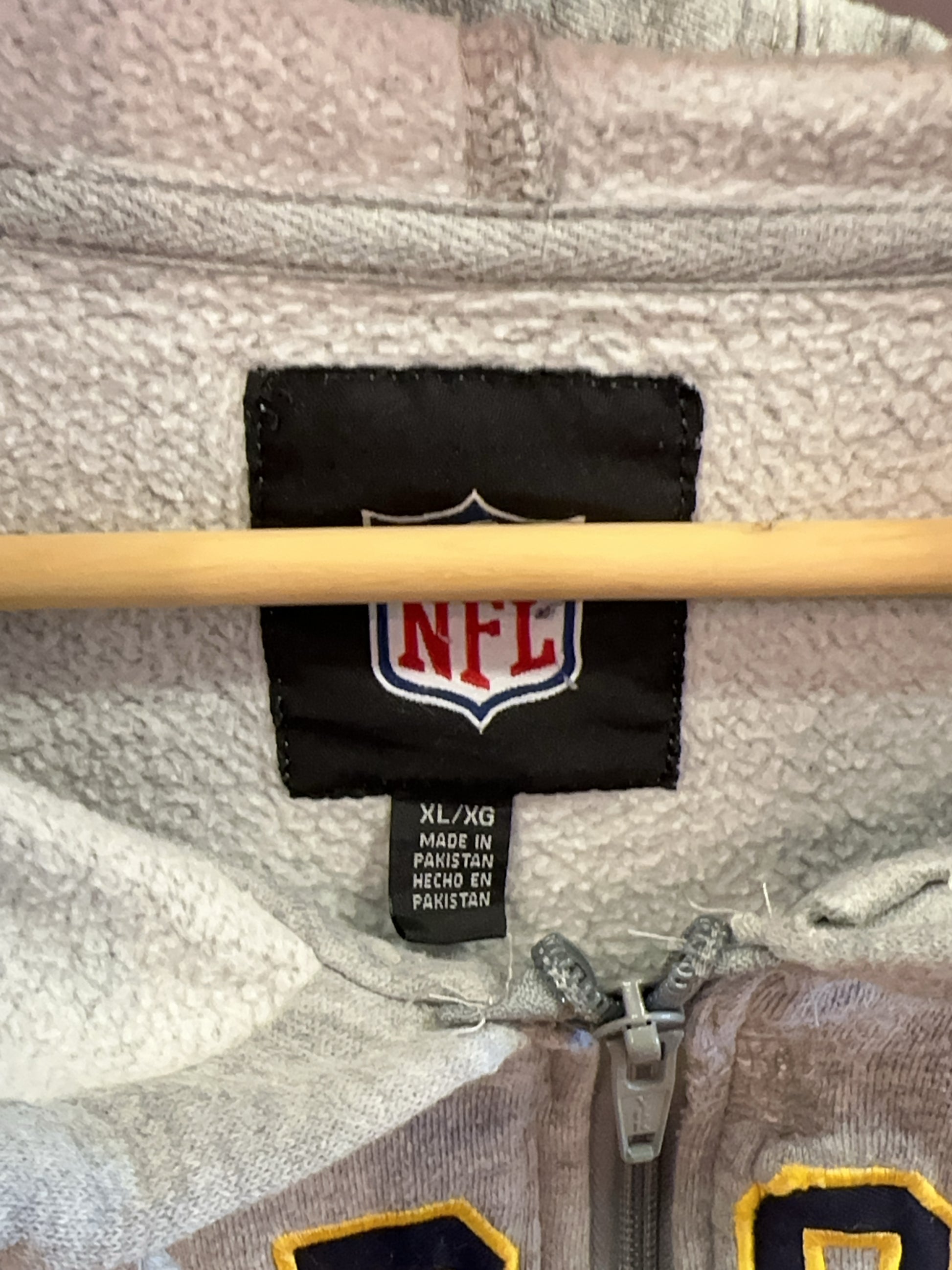 XL - NFL Chargers Gray Zip-Up Hoodie