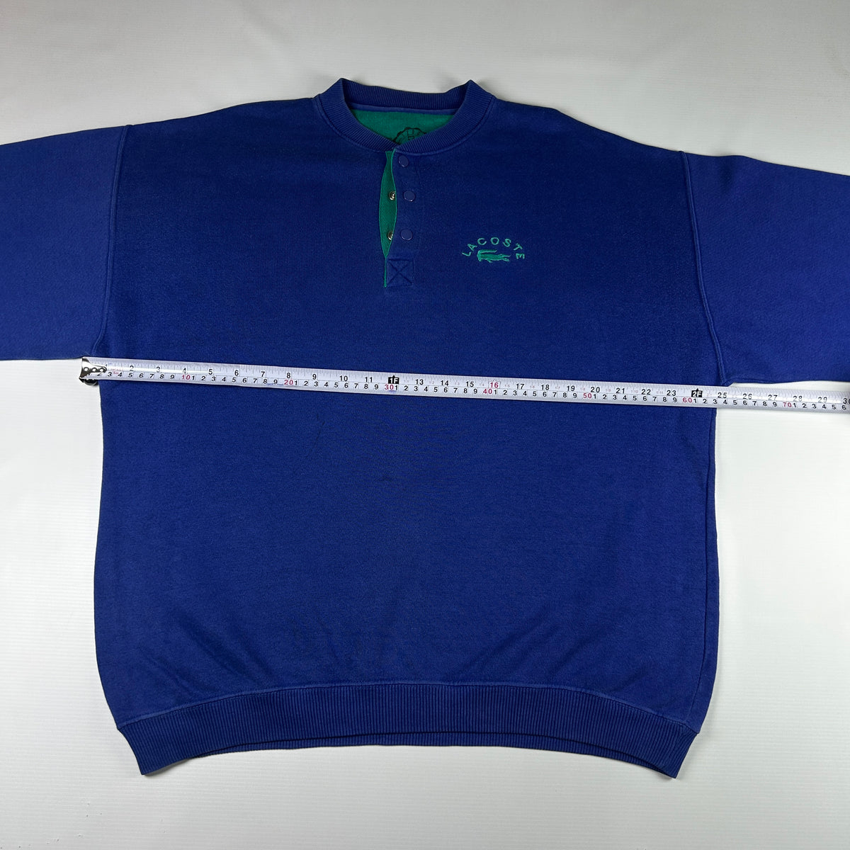 M - Vintage 1990's Lacoste Blue Snap-Button Sweatshirt