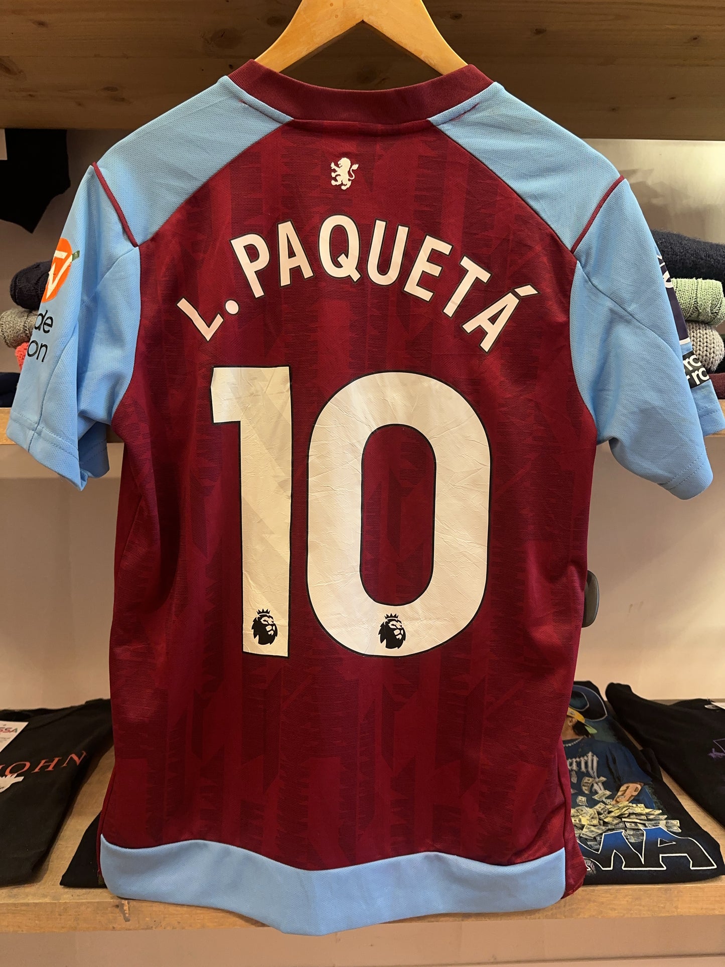 2023-2024 Aston Villa Castore Home Football Shirt Lucas Paqueta 10 - S