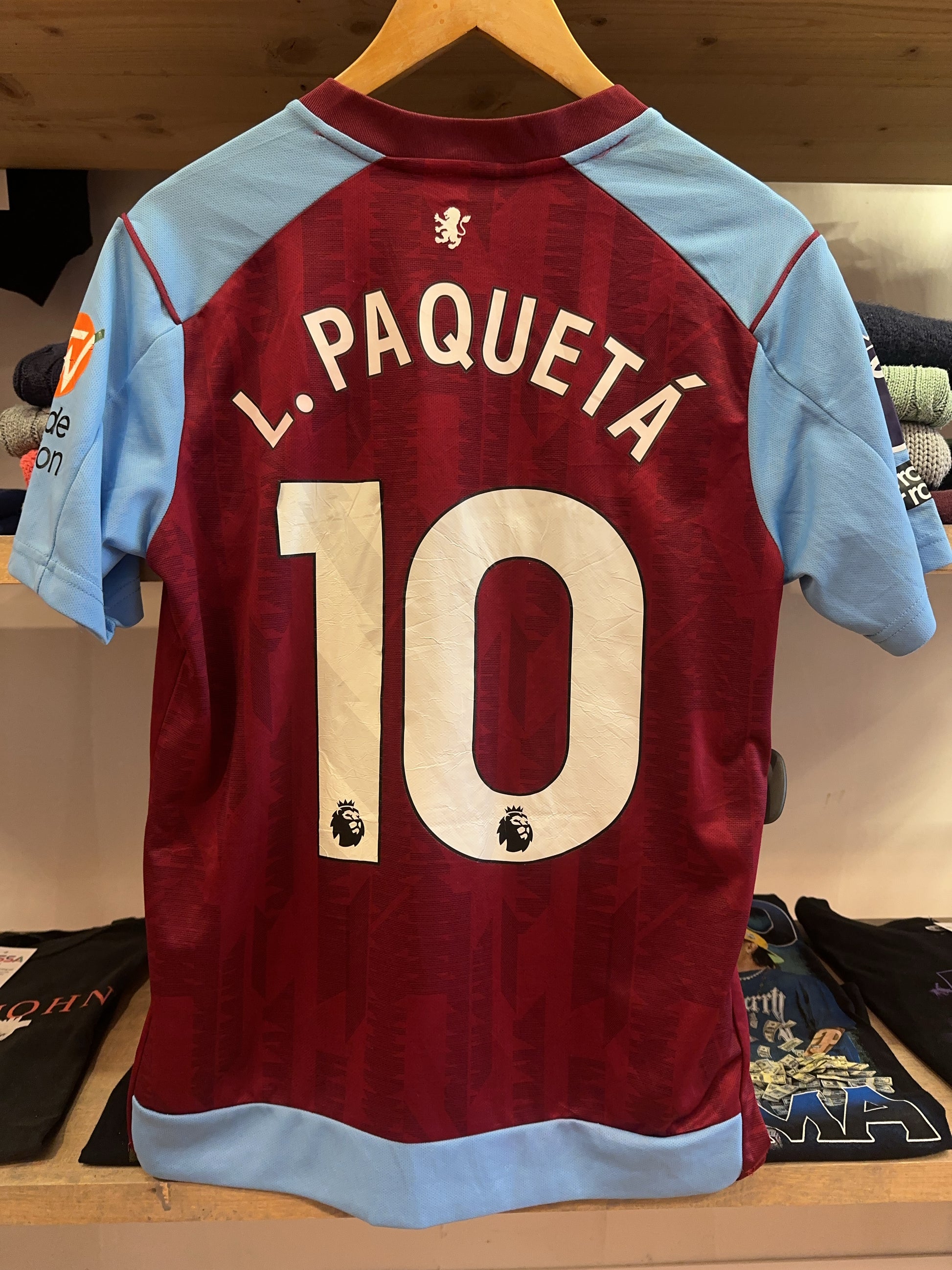 2023-2024 Aston Villa Castore Home Football Shirt Lucas Paqueta 10 - S