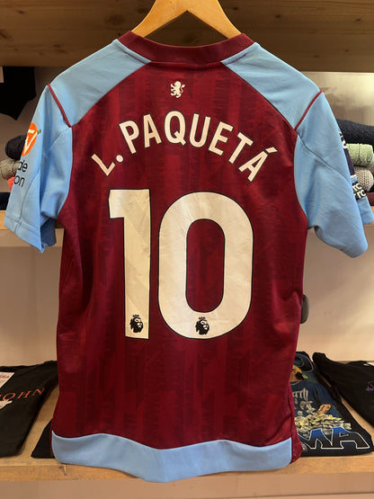 2023-2024 Aston Villa Castore Home Football Shirt Lucas Paqueta 10 - S