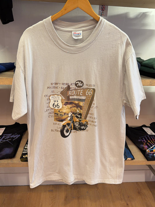 L - Hanes Beefy-T Route 66 Graphic T-Shirt