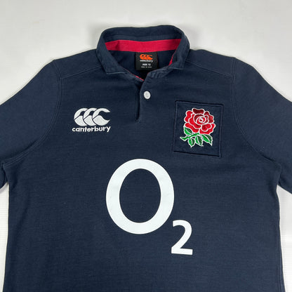 S - 2023/24 Canterbury England Rugby Navy Long Sleeve Polo Shirt