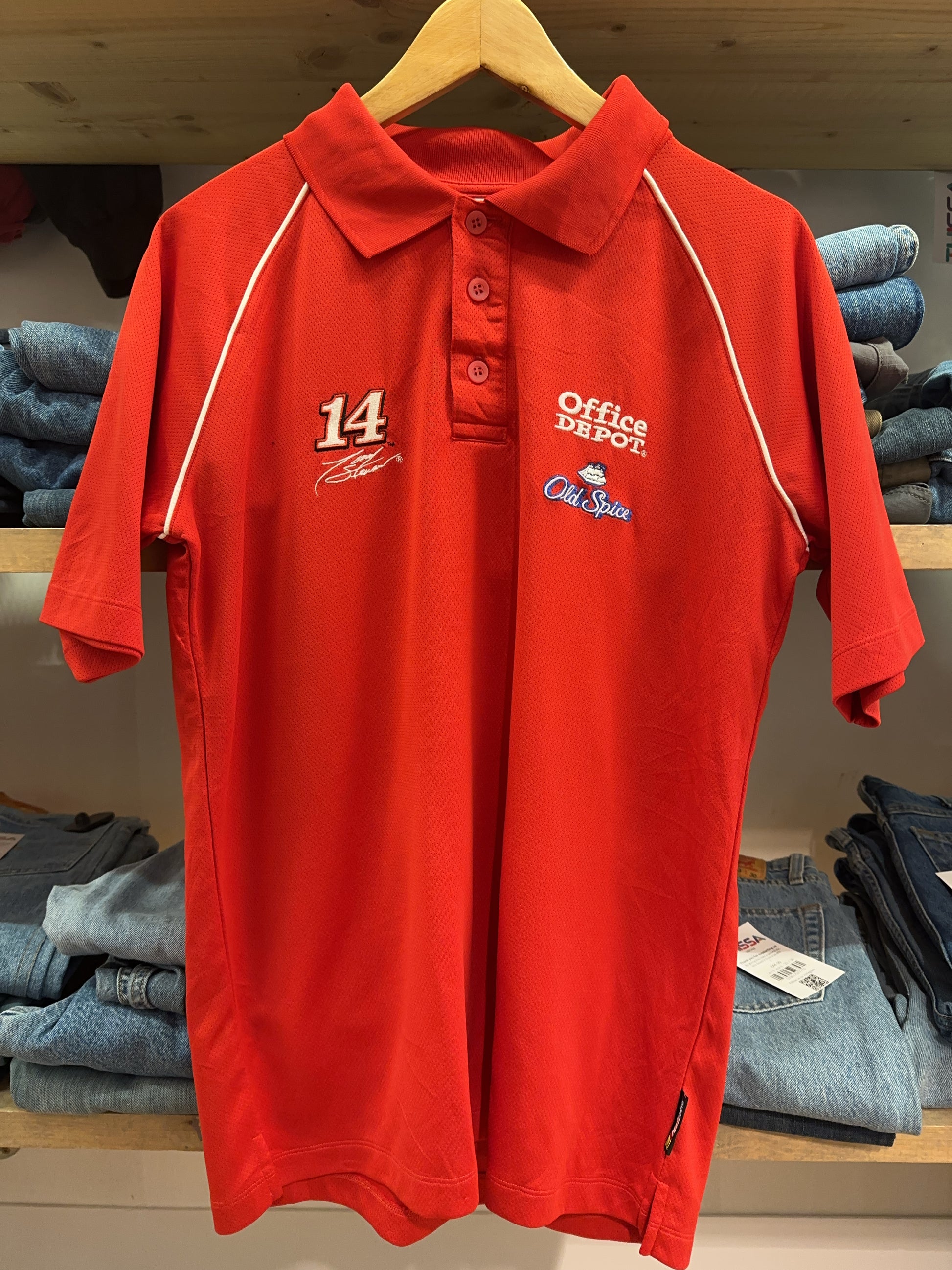 XL - Red Embroidered # 14 Short-Sleeve Polo Shirt