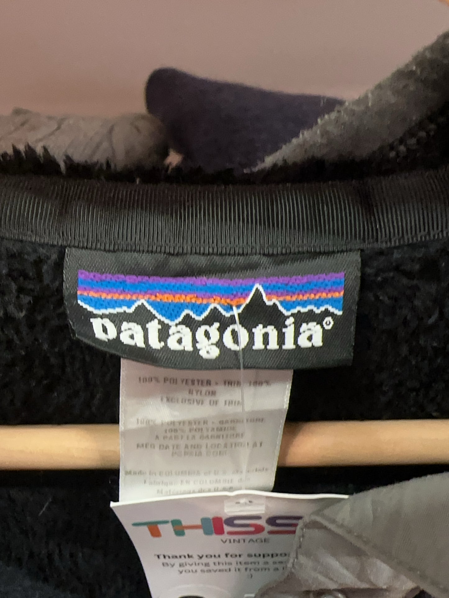 Patagonia Black Hooded Snap-T Fleece Pullover - S