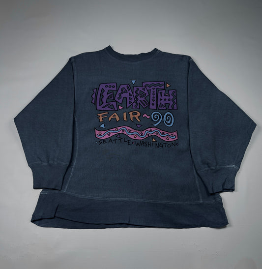 L - Earth Fair 1990's Seattle Washington Graphic Sweatshirt
