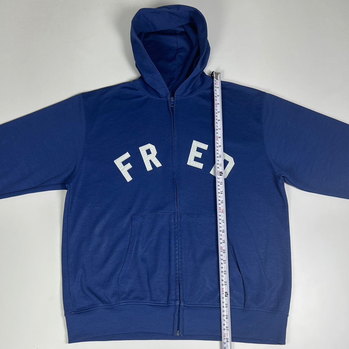 L - Vintage 1990's Fred Perry Blue Zip-Up Hooded Sweatshirt