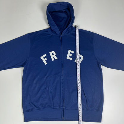 L - Vintage 1990's Fred Perry Blue Zip-Up Hooded Sweatshirt