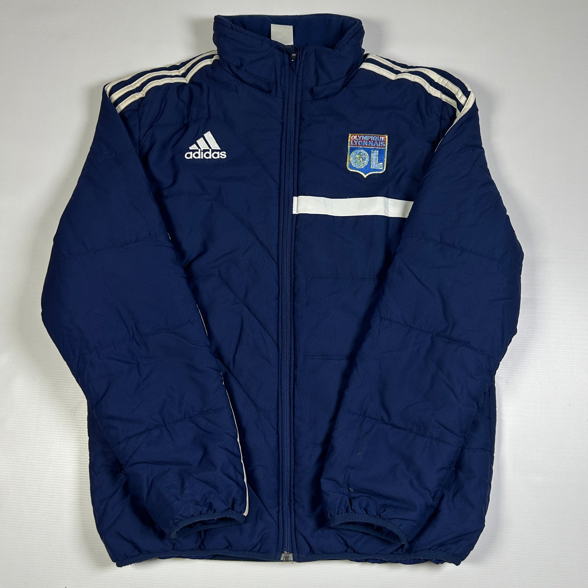 S - Vintage 2000's Adidas Olympique Lyonnais Blue Puffer Jacket