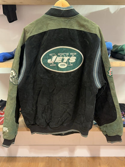 M - Vintage 1990's New York Jets NFL Suede / Leather Jacket