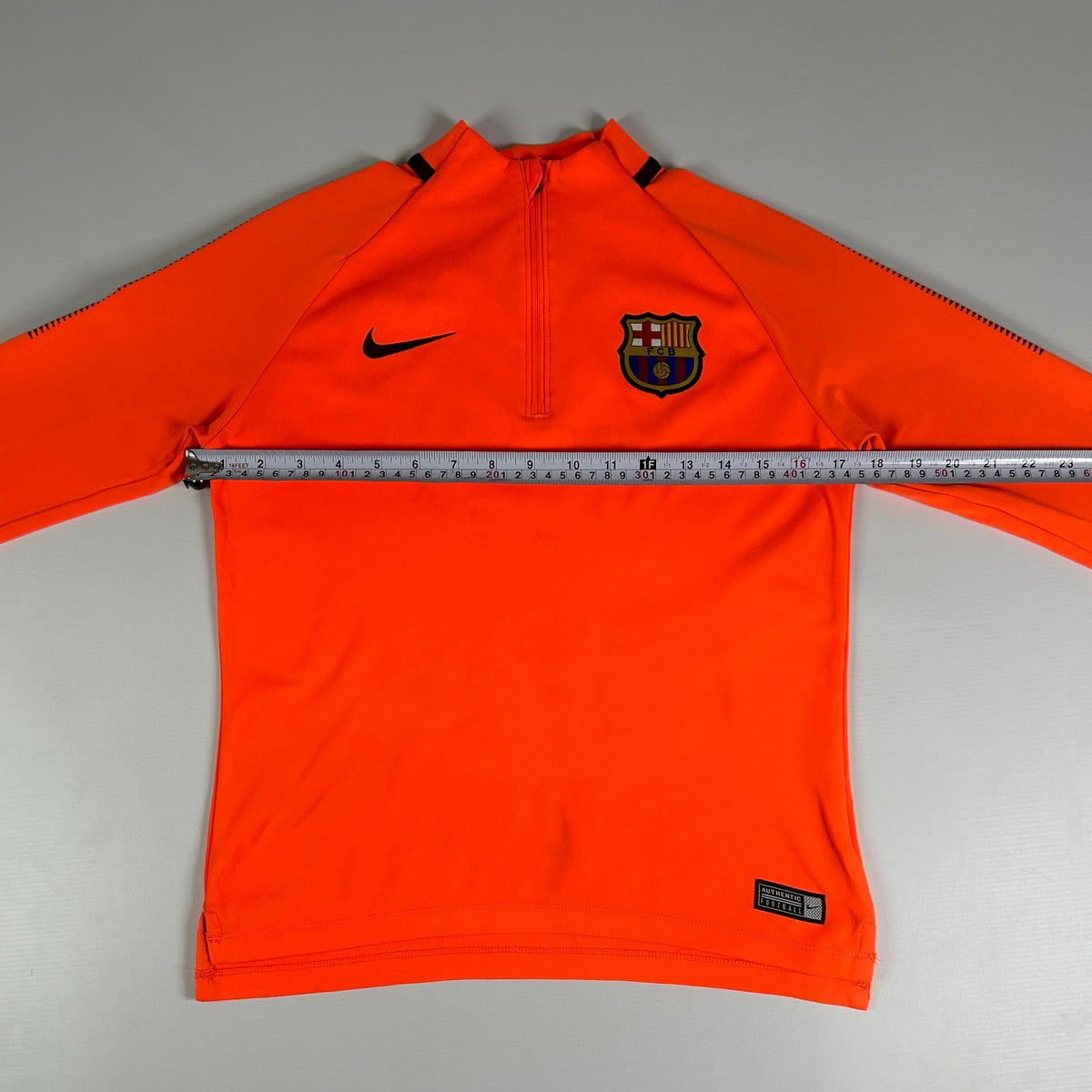 10 - 2017/2018 FC Barcelona Nike Dri-FIT Orange Quarter-Zip Training Top