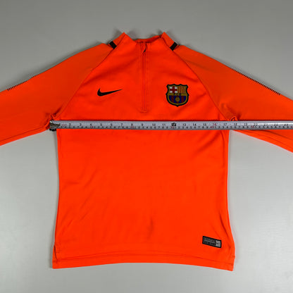 10 - 2017/2018 FC Barcelona Nike Dri-FIT Orange Quarter-Zip Training Top